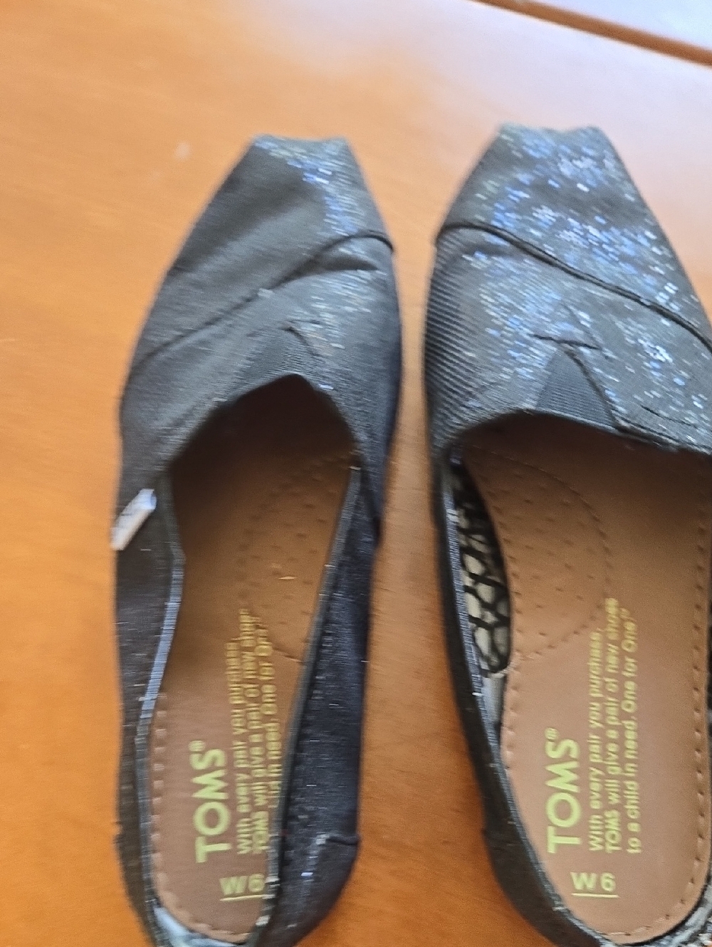TOMS Women’s Black Sparkle Slip-On Flats